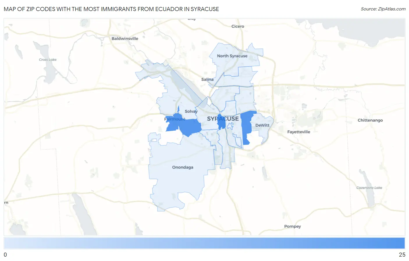 Zip Codes with the Most Immigrants from Ecuador in Syracuse Map