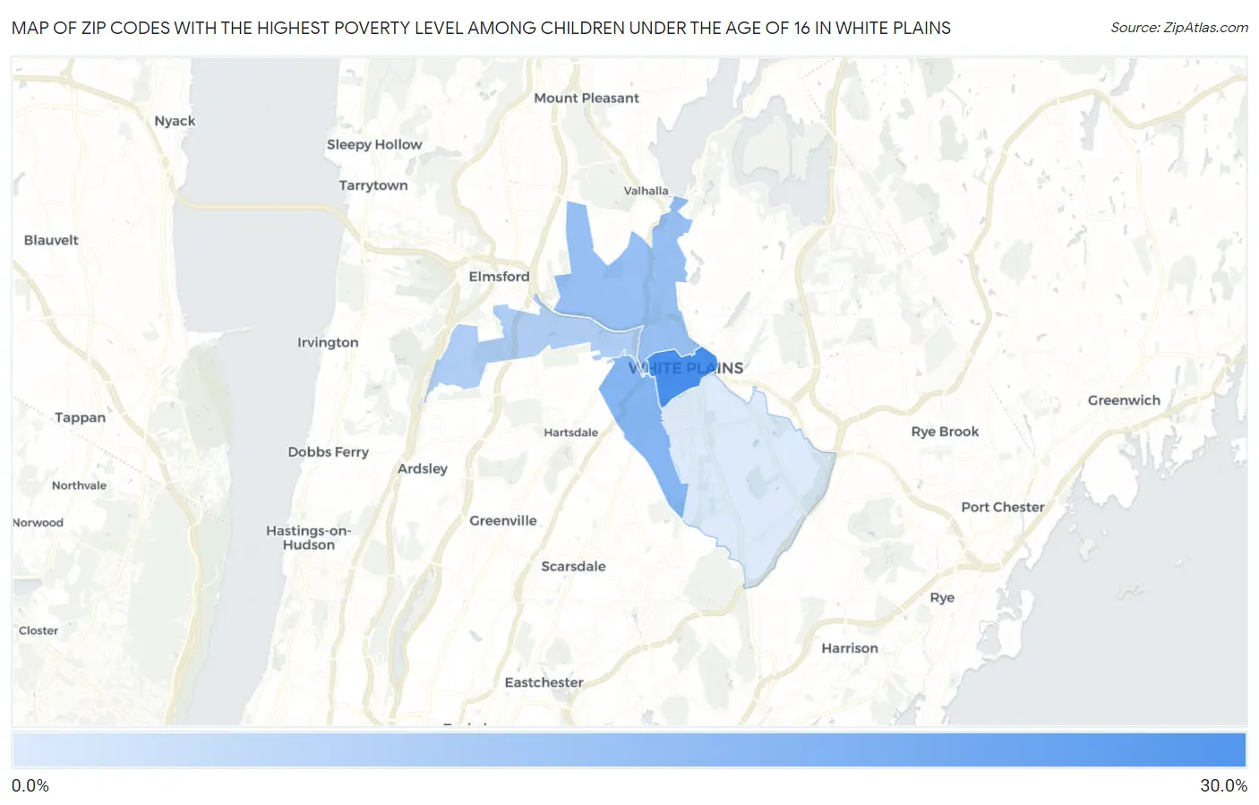 Zip Codes with the Highest Poverty Level Among Children Under the Age of 16 in White Plains Map