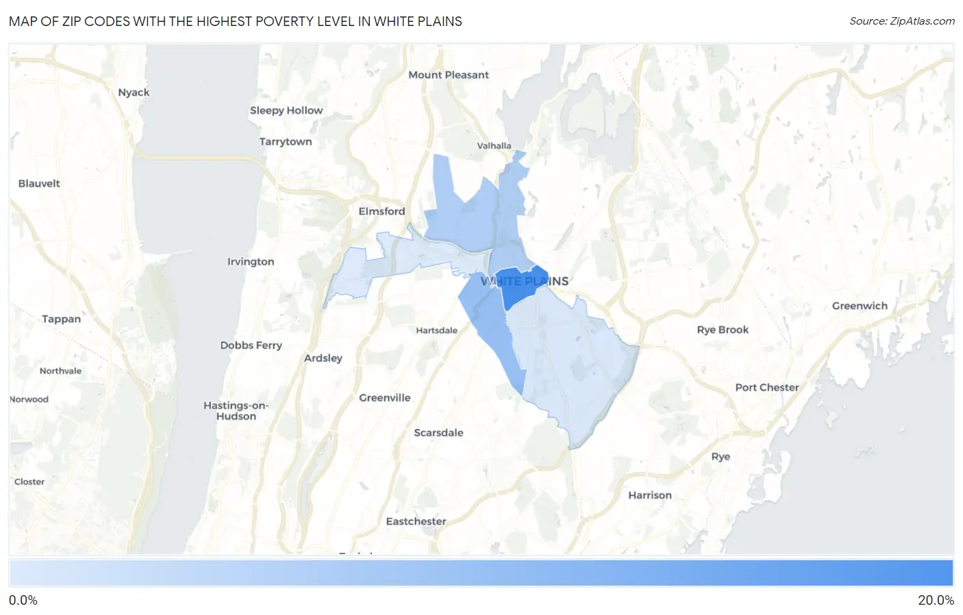 Zip Codes with the Highest Poverty Level in White Plains Map