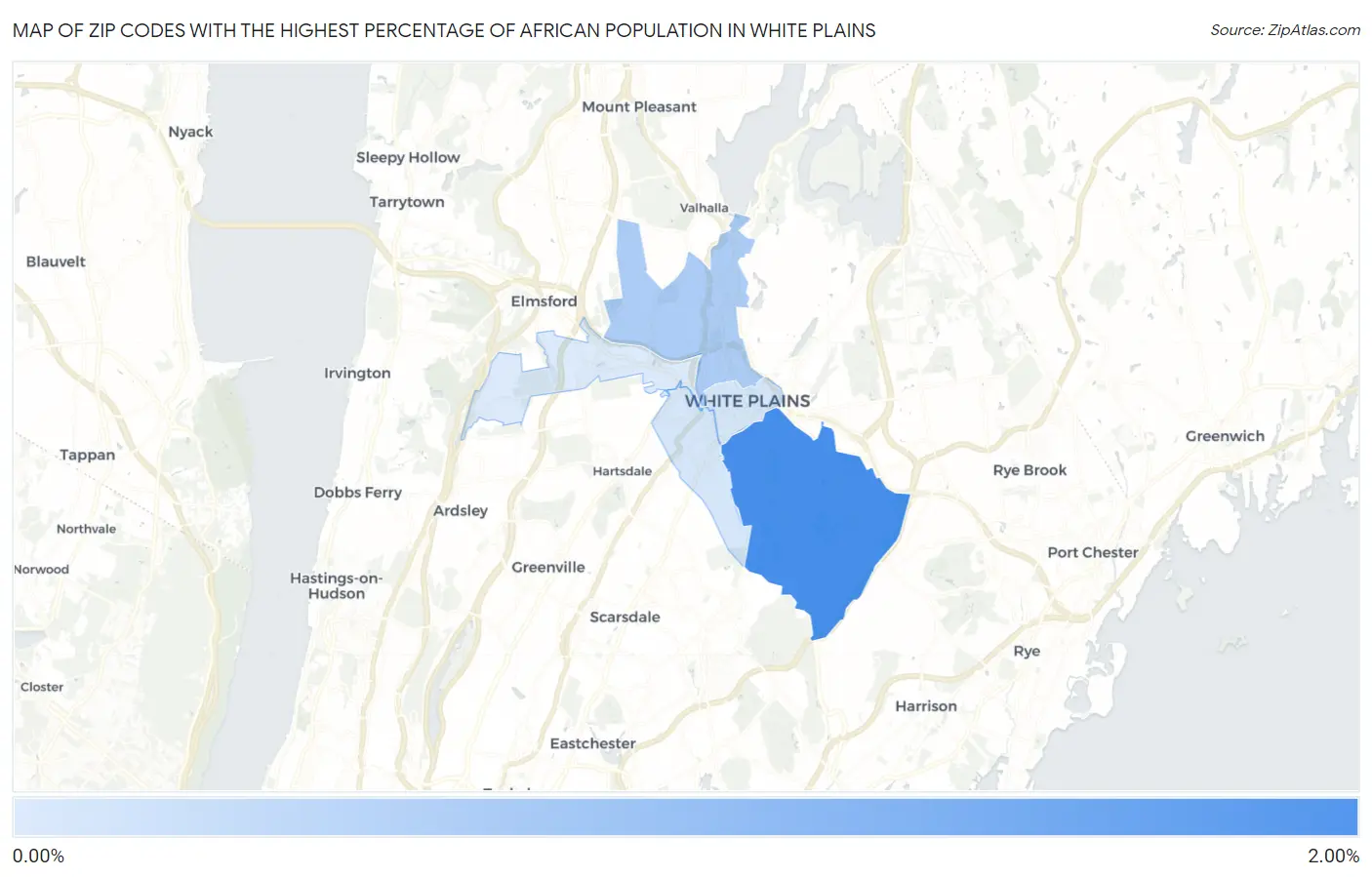 Zip Codes with the Highest Percentage of African Population in White Plains Map