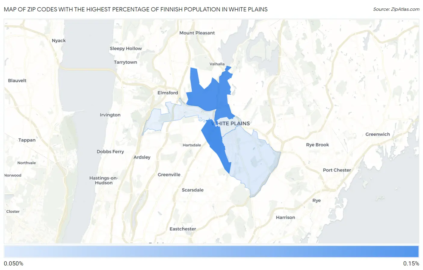 Zip Codes with the Highest Percentage of Finnish Population in White Plains Map
