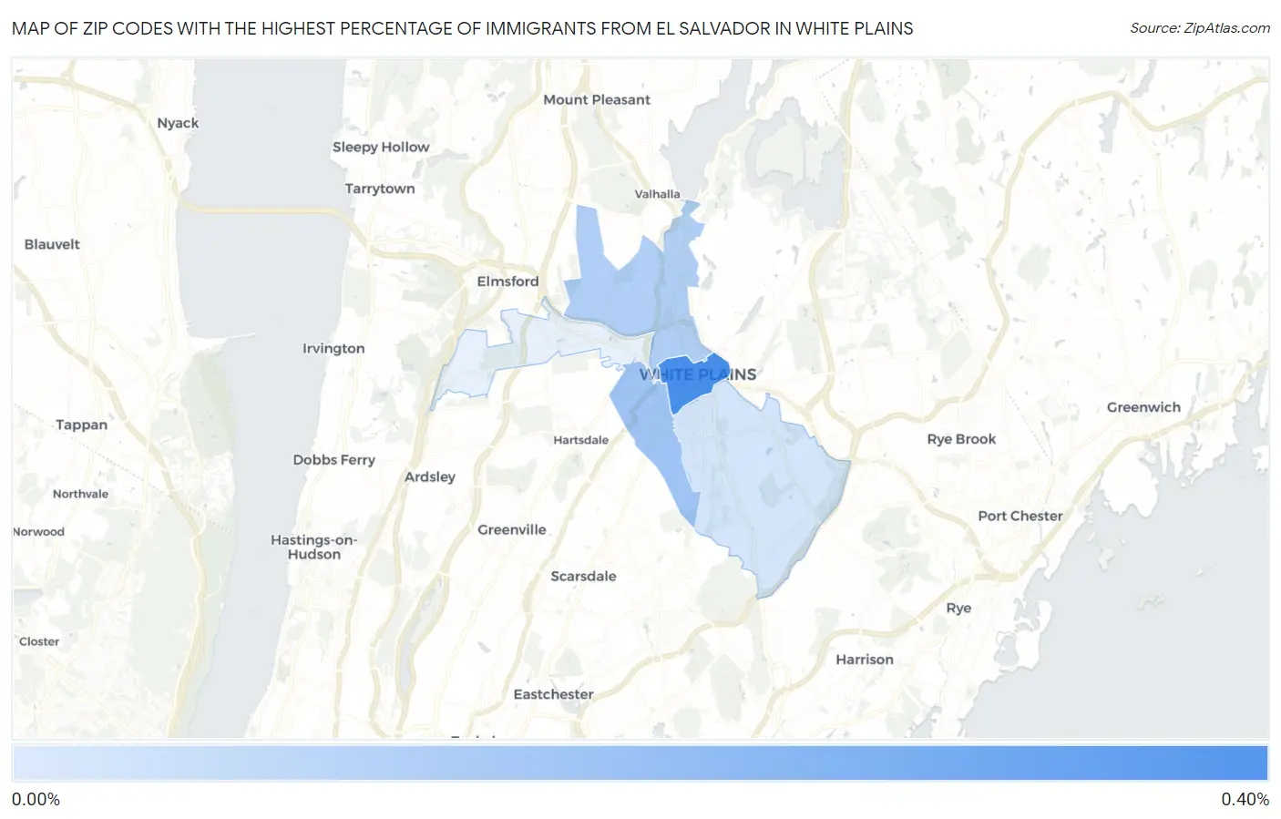 Zip Codes with the Highest Percentage of Immigrants from El Salvador in White Plains Map