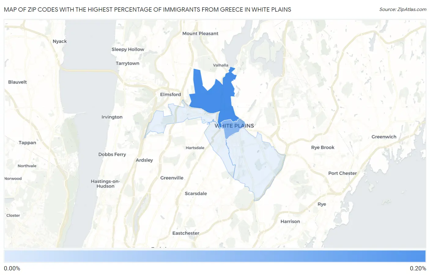 Zip Codes with the Highest Percentage of Immigrants from Greece in White Plains Map