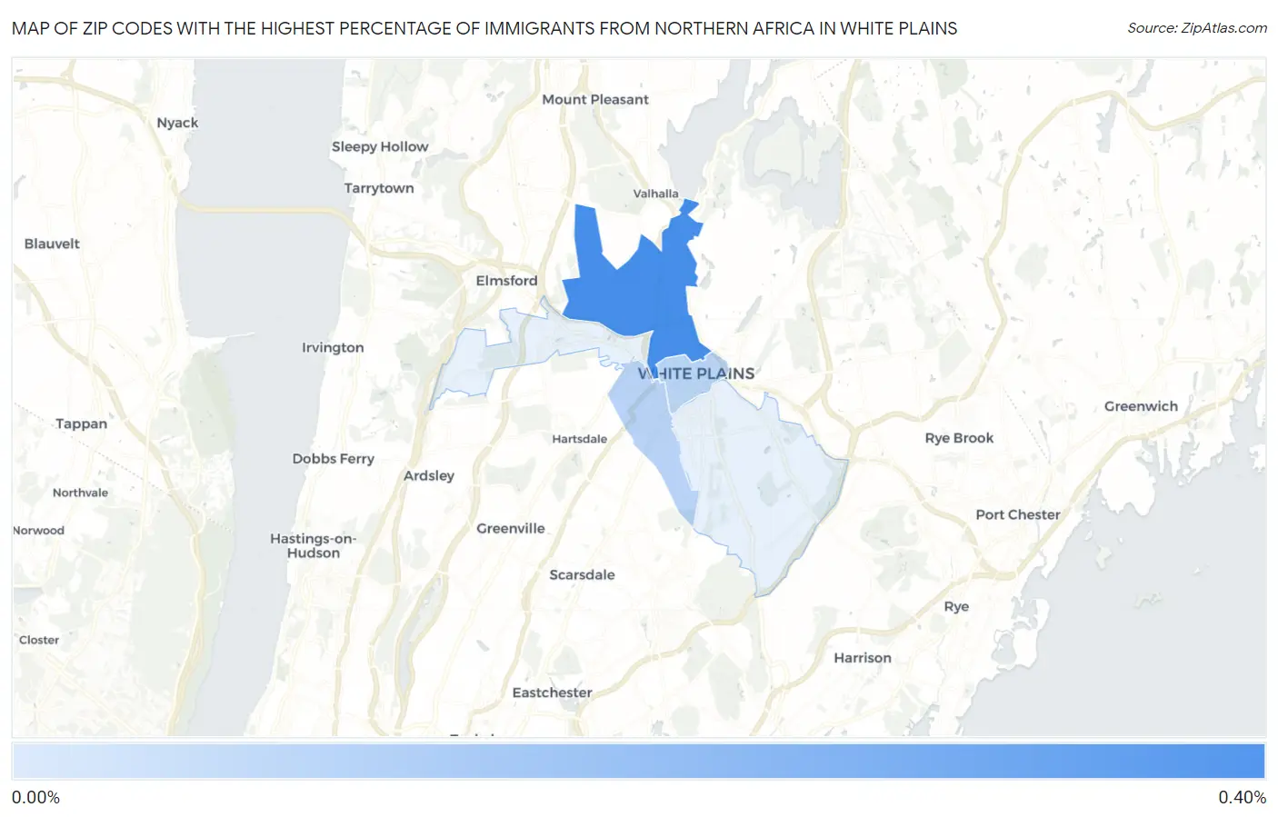 Zip Codes with the Highest Percentage of Immigrants from Northern Africa in White Plains Map