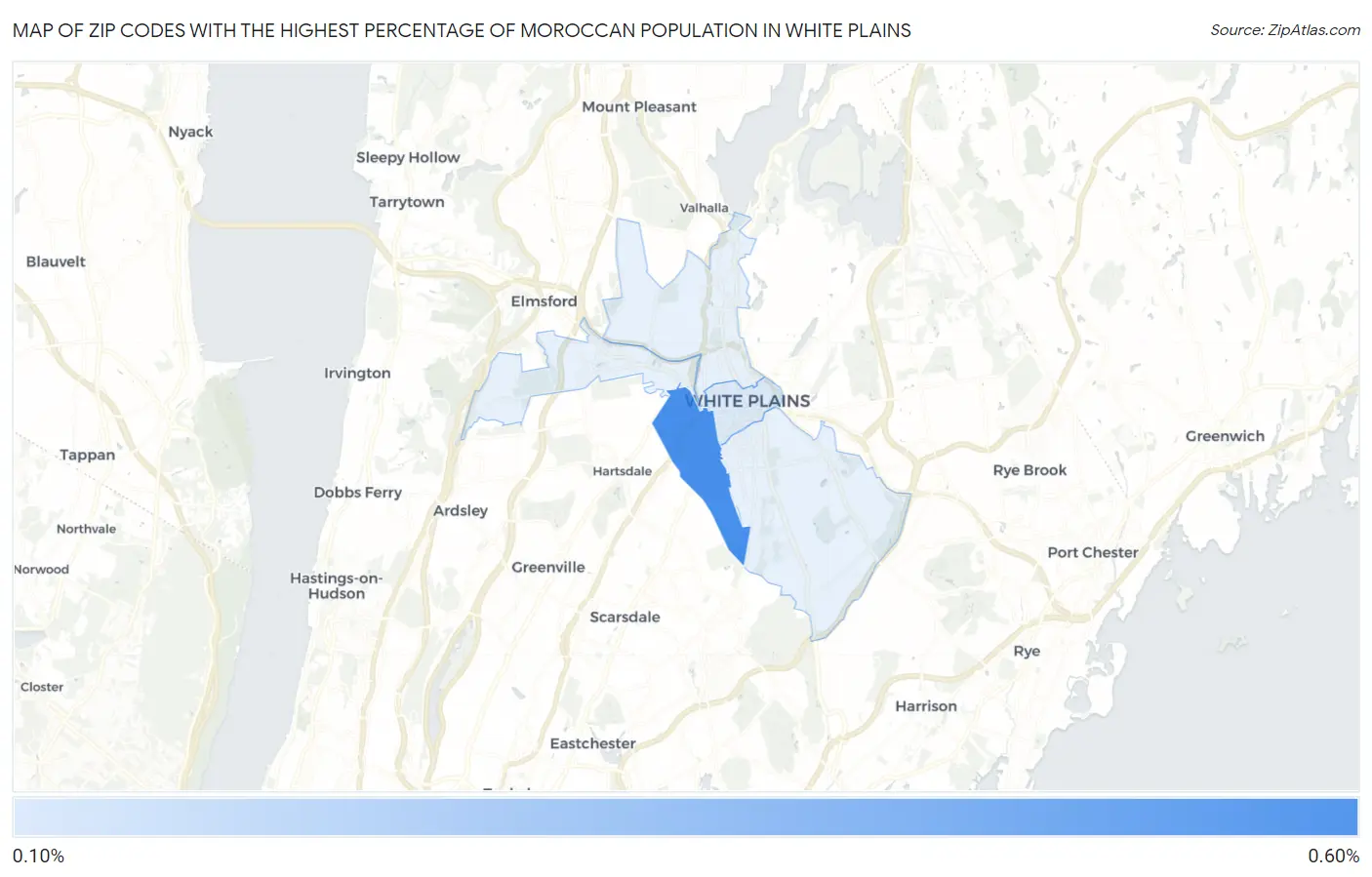 Zip Codes with the Highest Percentage of Moroccan Population in White Plains Map