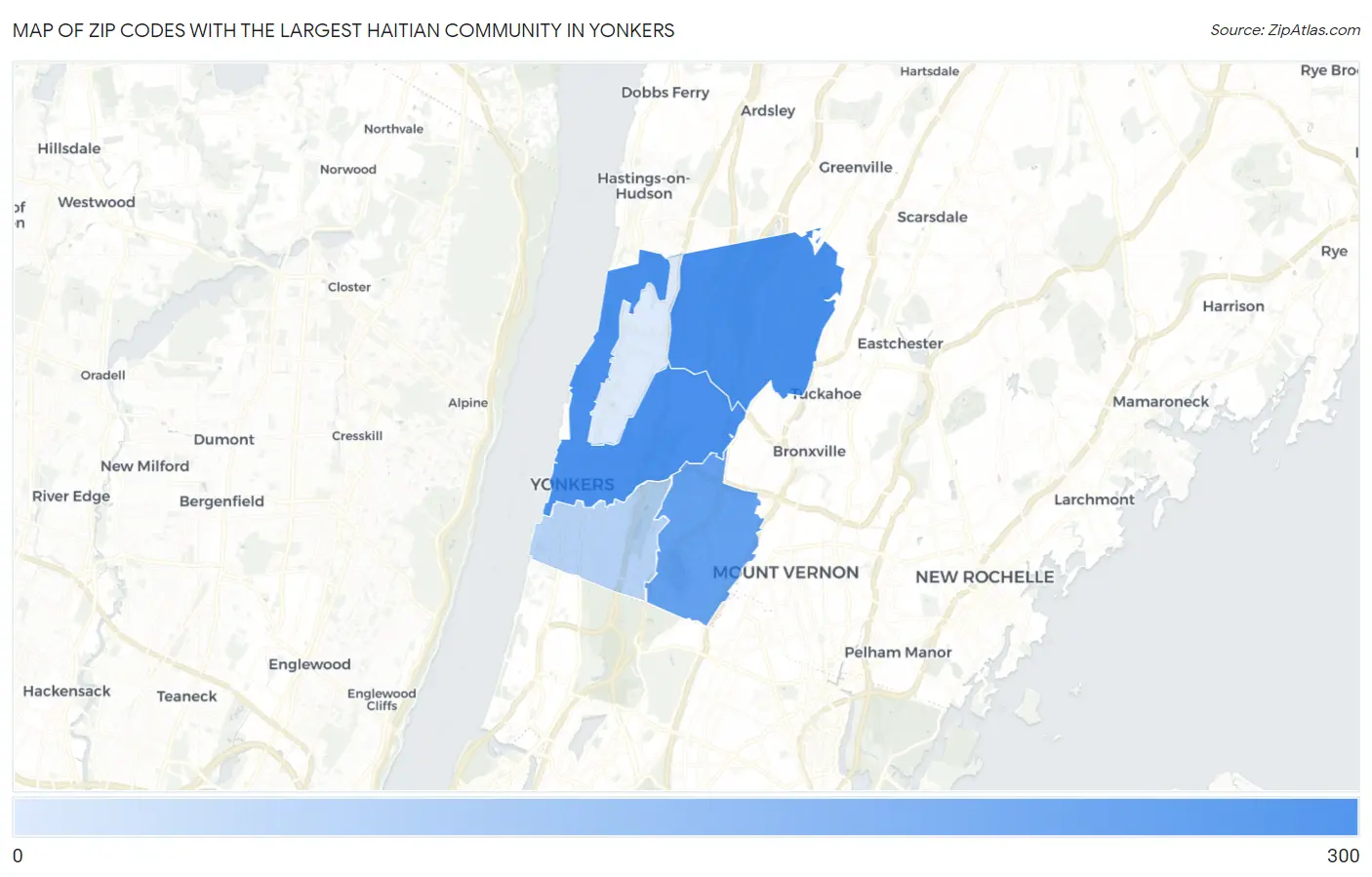 Zip Codes with the Largest Haitian Community in Yonkers Map