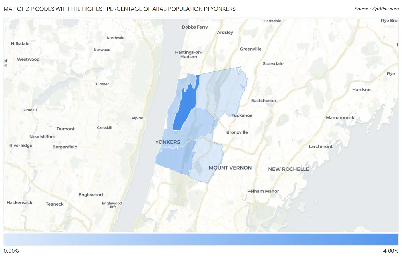 Zip Codes with the Highest Percentage of Arab Population in Yonkers Map