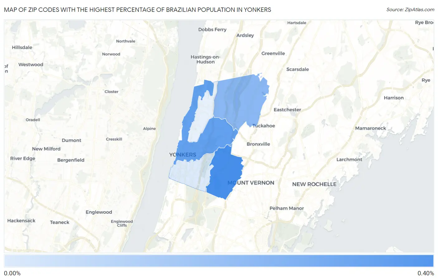 Zip Codes with the Highest Percentage of Brazilian Population in Yonkers Map