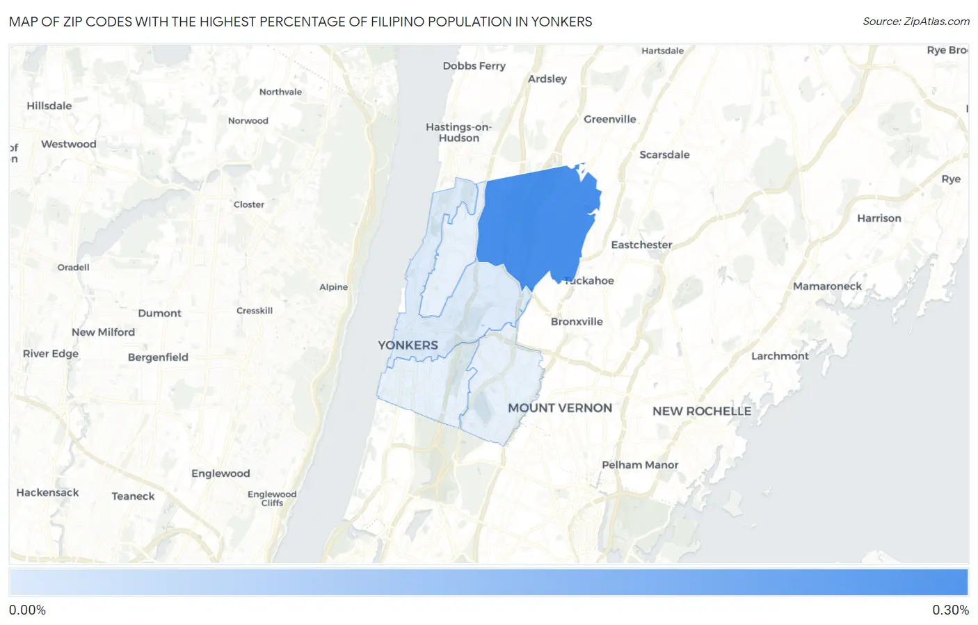 Zip Codes with the Highest Percentage of Filipino Population in Yonkers Map