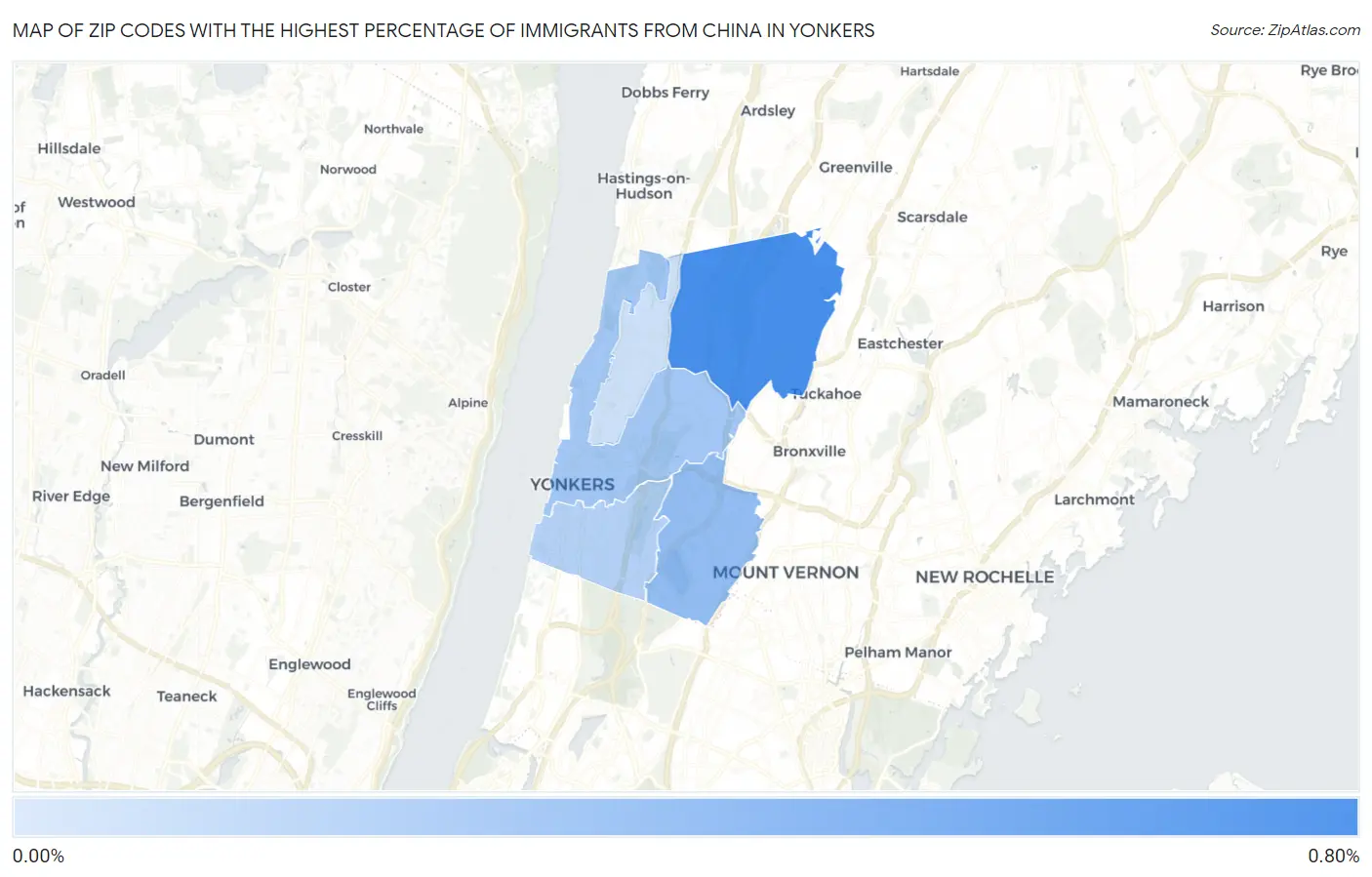 Zip Codes with the Highest Percentage of Immigrants from China in Yonkers Map