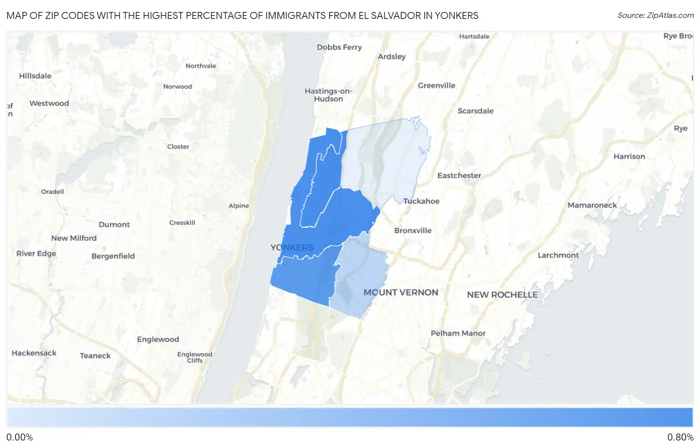 Zip Codes with the Highest Percentage of Immigrants from El Salvador in Yonkers Map