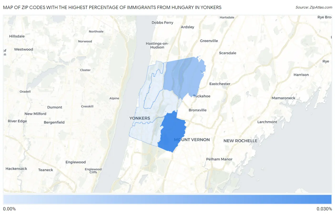 Zip Codes with the Highest Percentage of Immigrants from Hungary in Yonkers Map