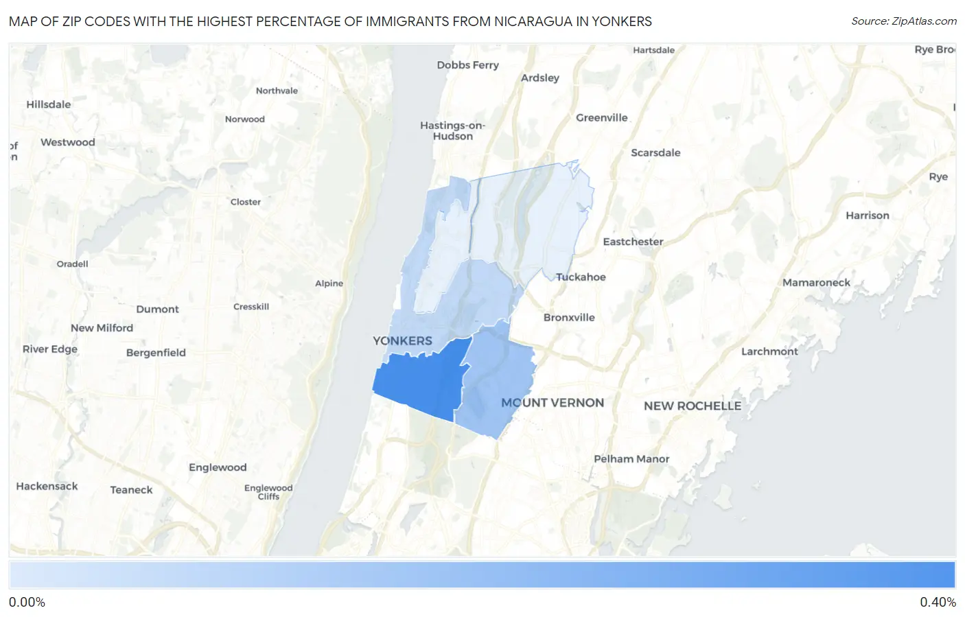 Zip Codes with the Highest Percentage of Immigrants from Nicaragua in Yonkers Map