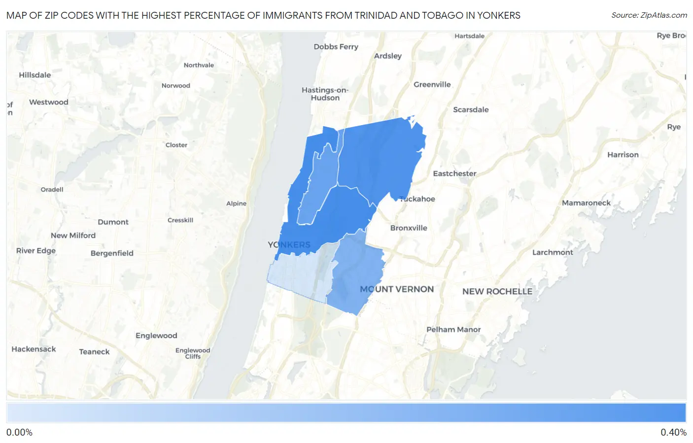 Zip Codes with the Highest Percentage of Immigrants from Trinidad and Tobago in Yonkers Map