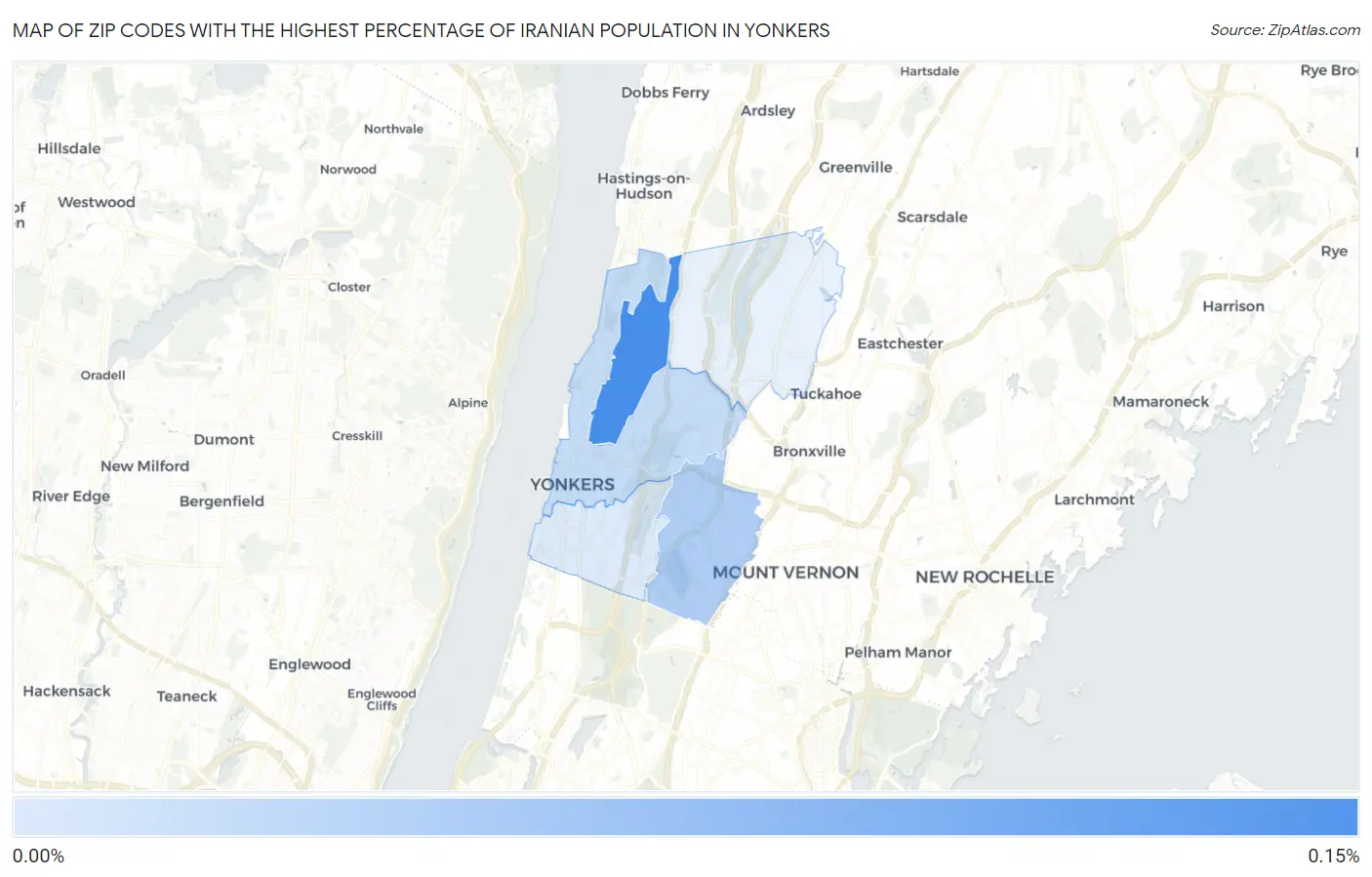 Zip Codes with the Highest Percentage of Iranian Population in Yonkers Map