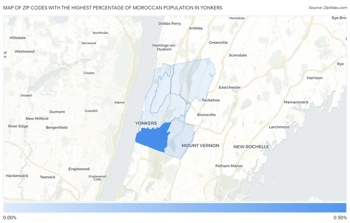 Zip Codes with the Highest Percentage of Moroccan Population in Yonkers Map