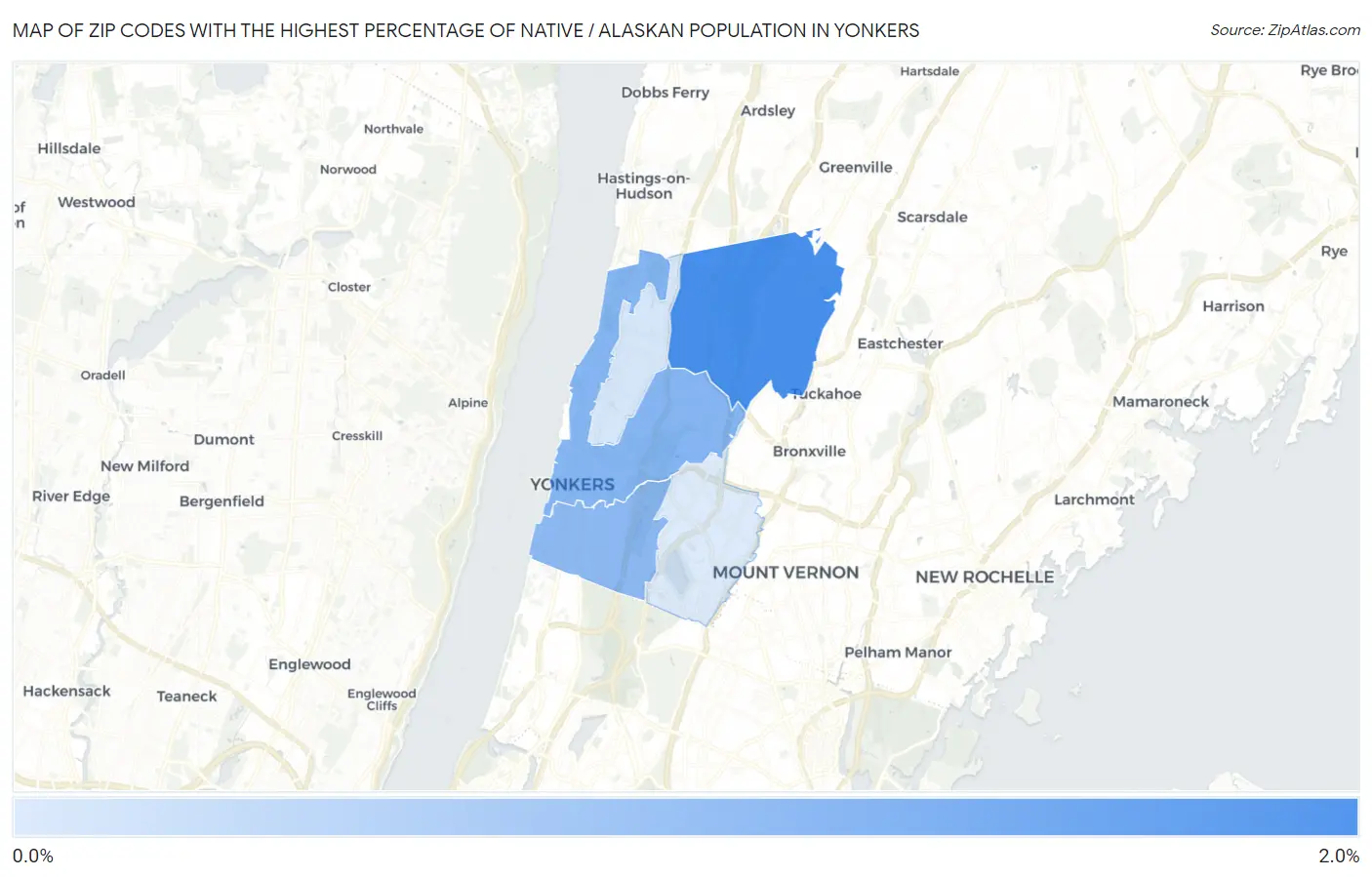 Zip Codes with the Highest Percentage of Native / Alaskan Population in Yonkers Map