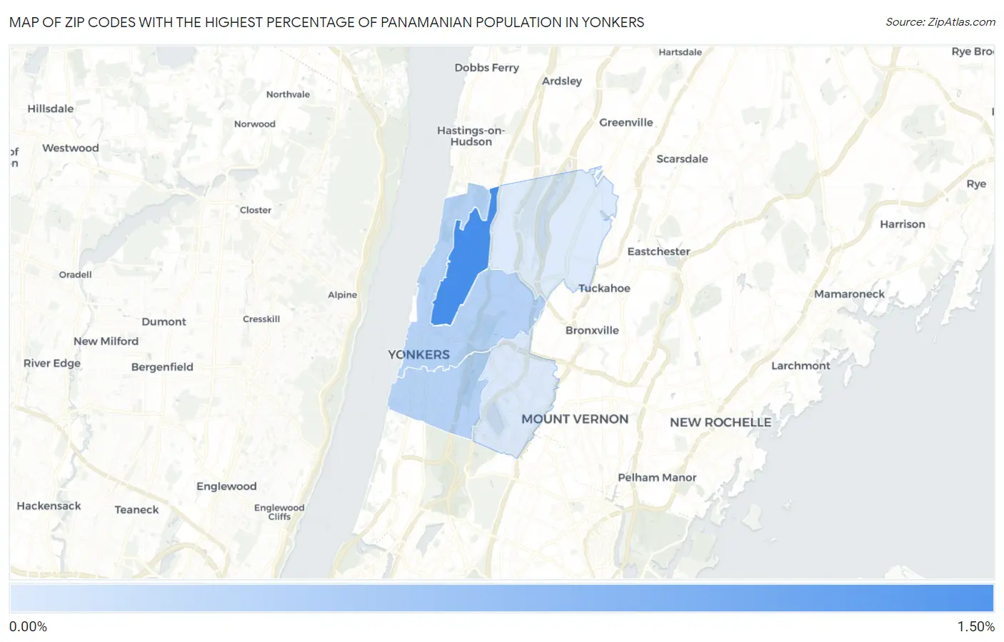 Zip Codes with the Highest Percentage of Panamanian Population in Yonkers Map
