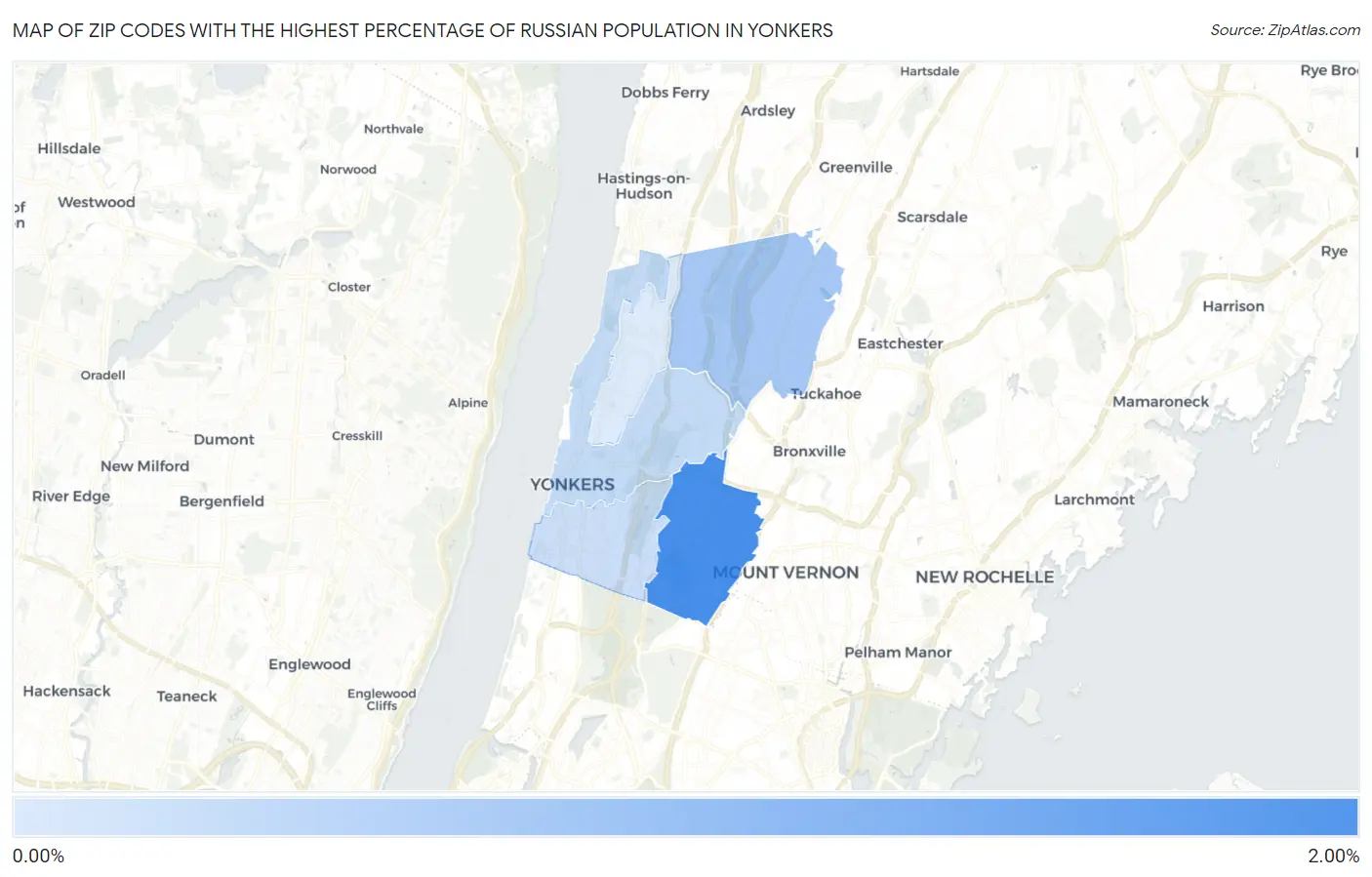 Zip Codes with the Highest Percentage of Russian Population in Yonkers Map