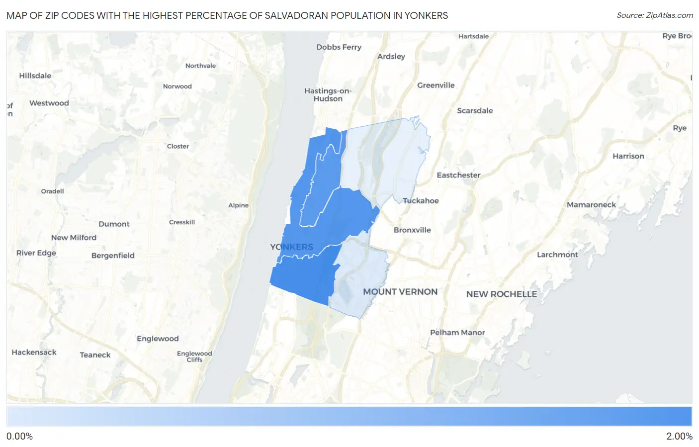 Zip Codes with the Highest Percentage of Salvadoran Population in Yonkers Map