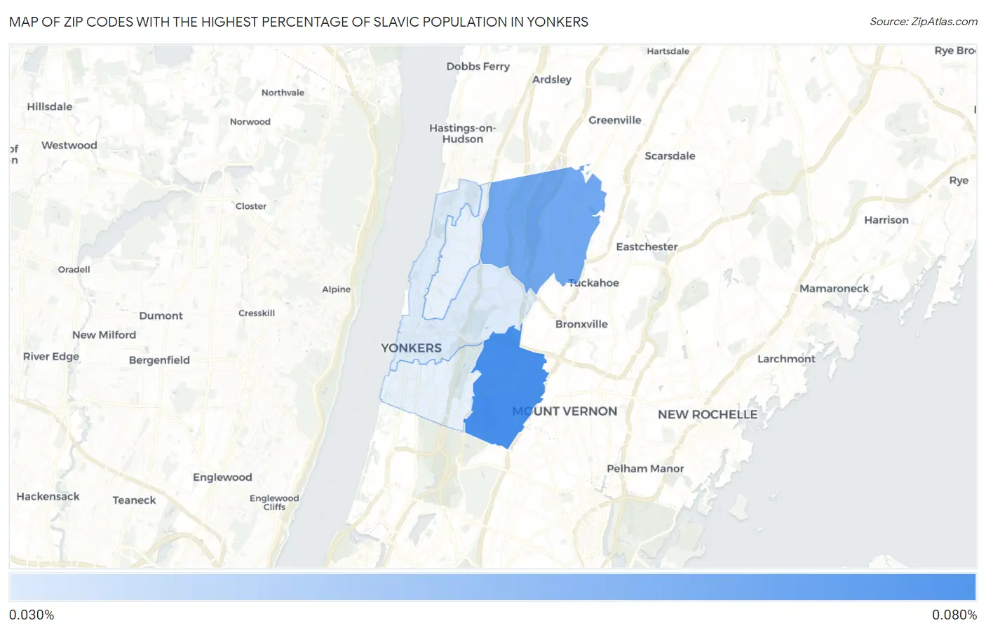 Zip Codes with the Highest Percentage of Slavic Population in Yonkers Map