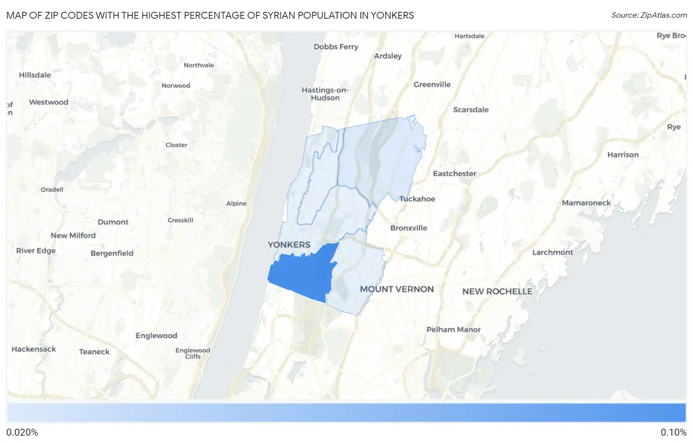 Zip Codes with the Highest Percentage of Syrian Population in Yonkers Map