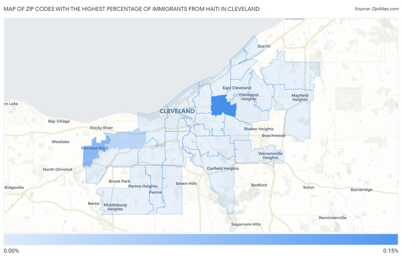 Zip Codes with the Highest Percentage of Immigrants from Haiti in Cleveland Map