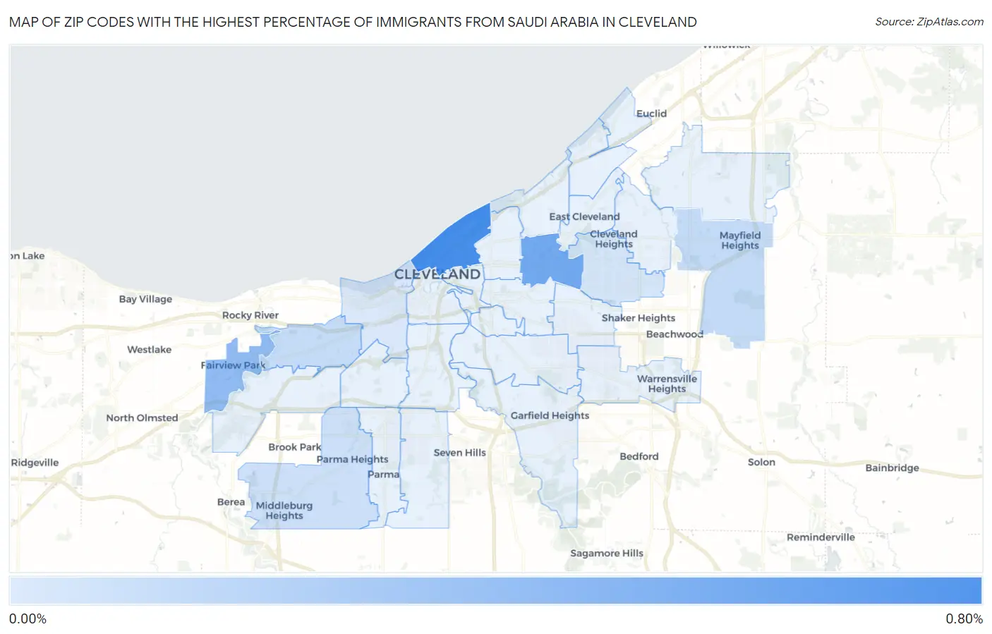 Zip Codes with the Highest Percentage of Immigrants from Saudi Arabia in Cleveland Map
