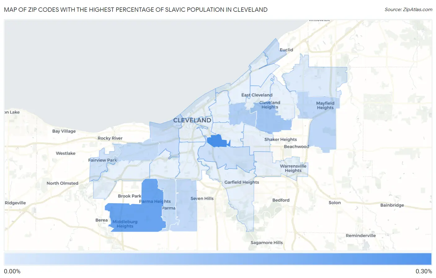 Zip Codes with the Highest Percentage of Slavic Population in Cleveland Map