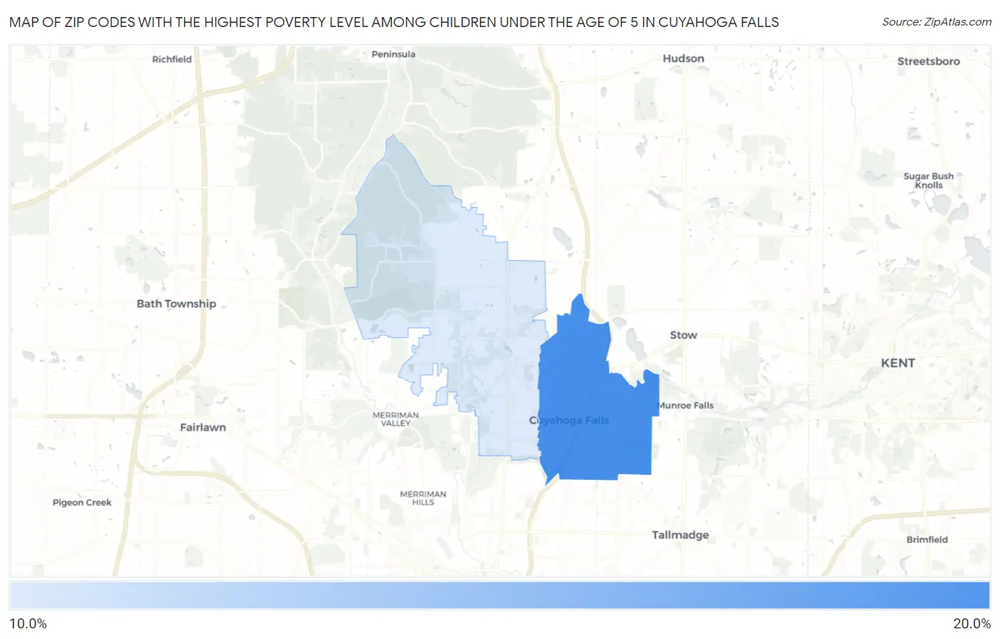 Zip Codes with the Highest Poverty Level Among Children Under the Age of 5 in Cuyahoga Falls Map