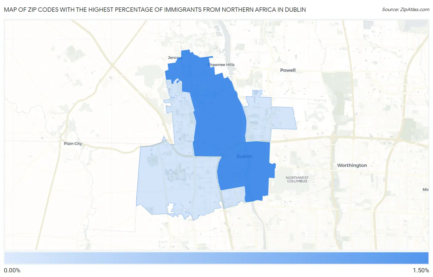Zip Codes with the Highest Percentage of Immigrants from Northern Africa in Dublin Map