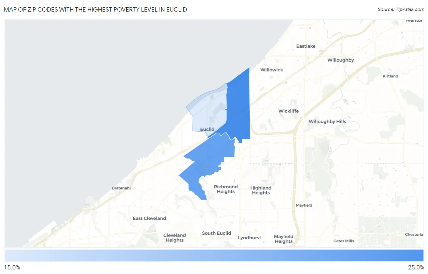 Zip Codes with the Highest Poverty Level in Euclid Map