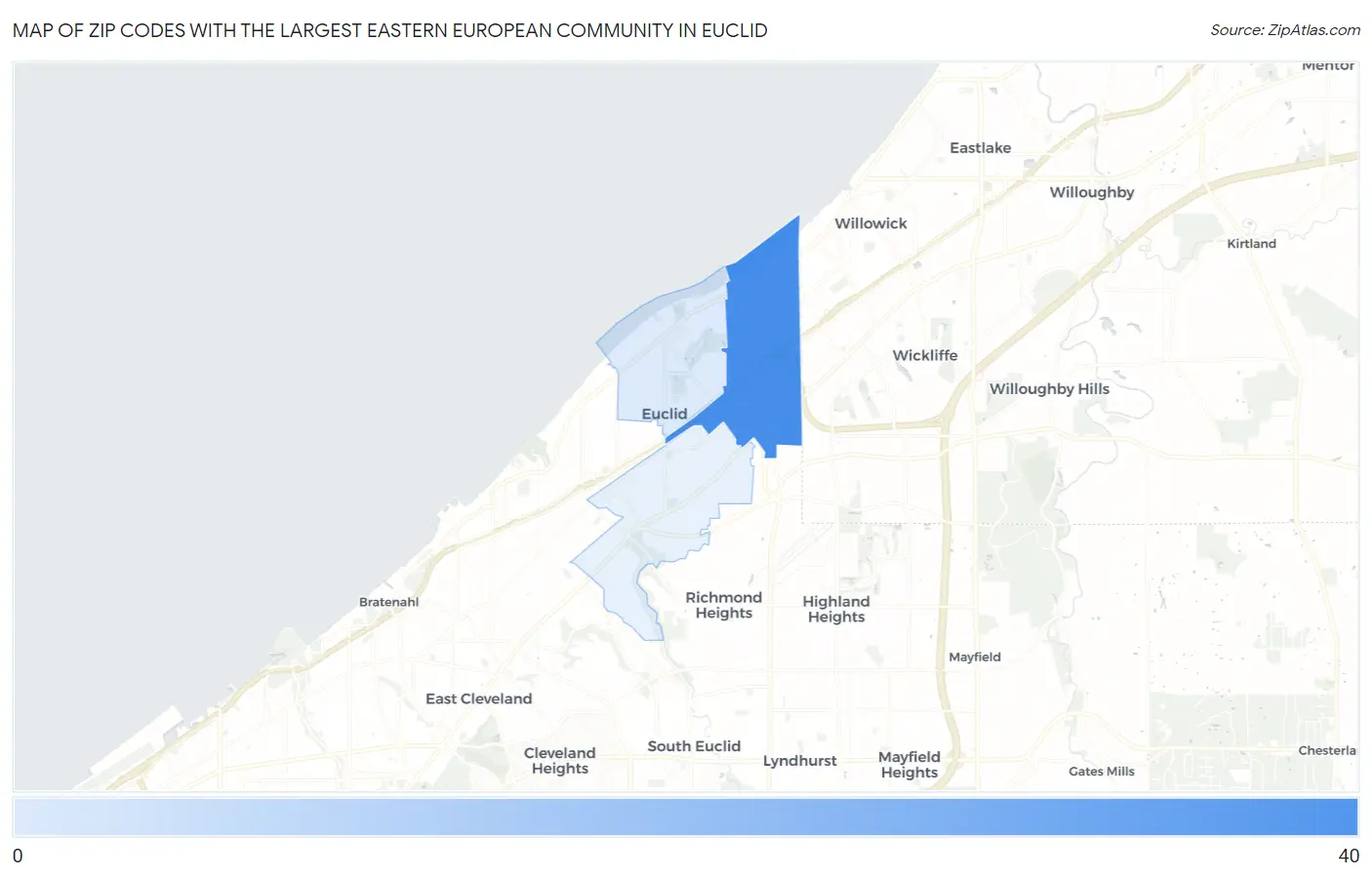 Zip Codes with the Largest Eastern European Community in Euclid Map