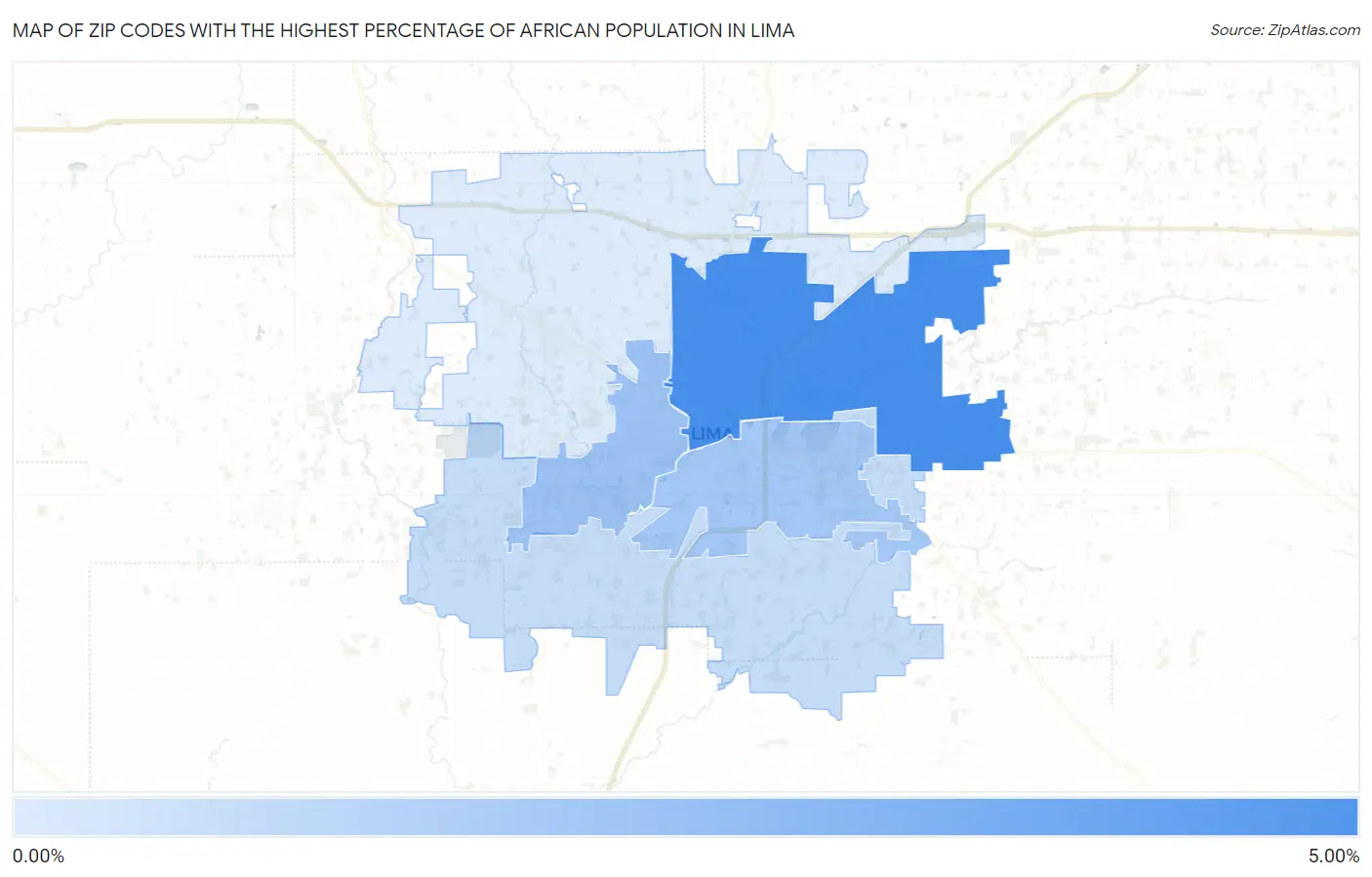Zip Codes with the Highest Percentage of African Population in Lima Map