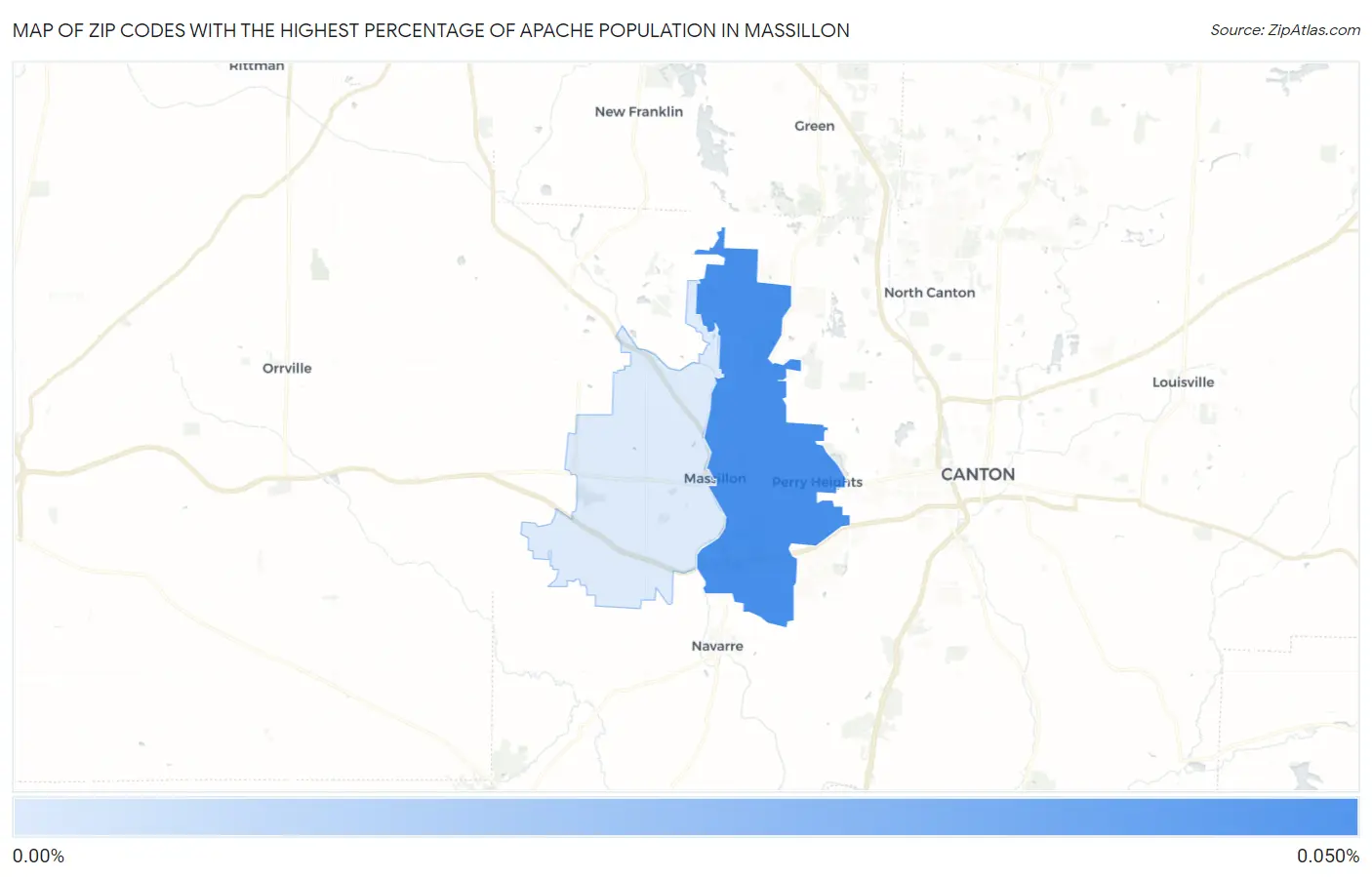 Zip Codes with the Highest Percentage of Apache Population in Massillon Map