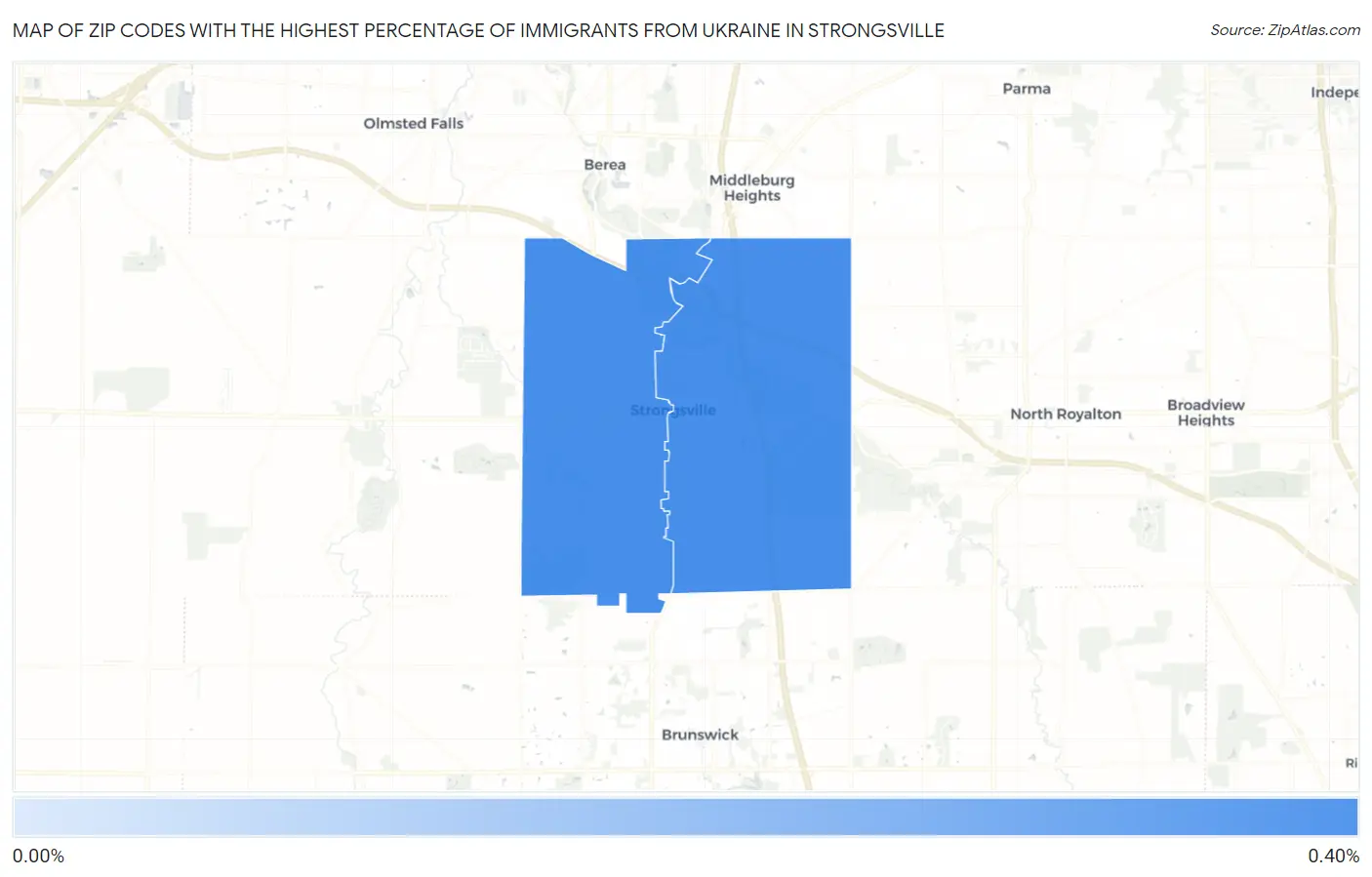 Zip Codes with the Highest Percentage of Immigrants from Ukraine in Strongsville Map