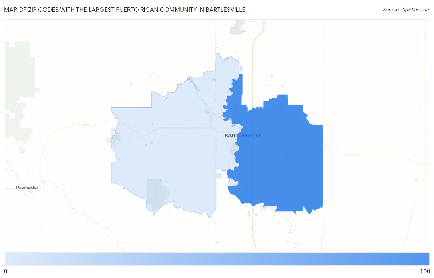 Zip Codes with the Largest Puerto Rican Community in Bartlesville Map