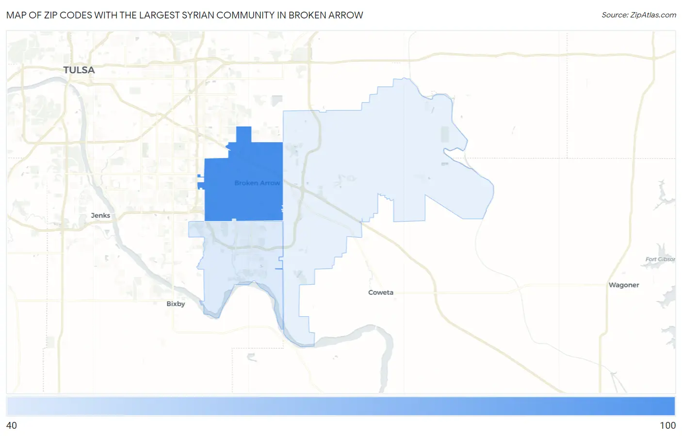 Zip Codes with the Largest Syrian Community in Broken Arrow Map
