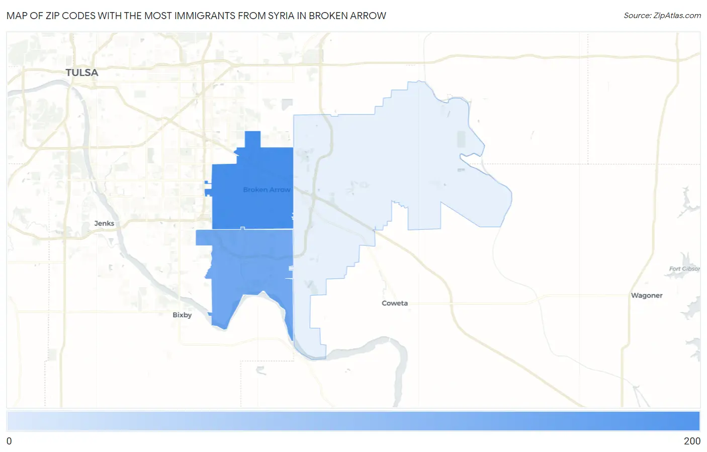 Zip Codes with the Most Immigrants from Syria in Broken Arrow Map