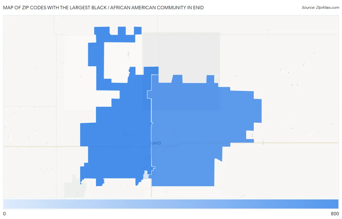 Zip Codes with the Largest Black / African American Community in Enid Map