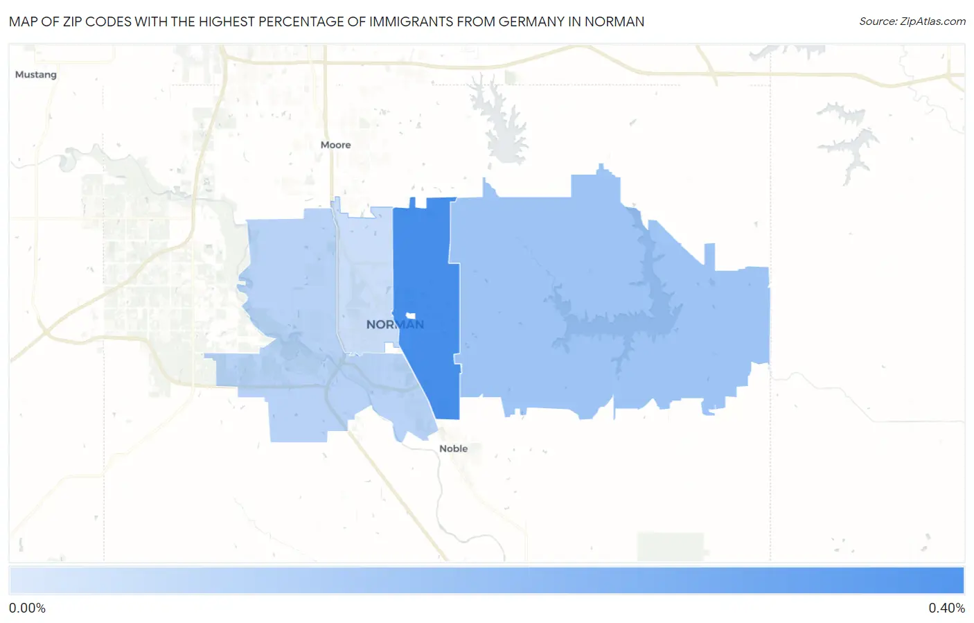 Zip Codes with the Highest Percentage of Immigrants from Germany in Norman Map