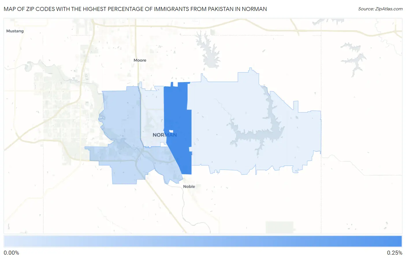 Zip Codes with the Highest Percentage of Immigrants from Pakistan in Norman Map