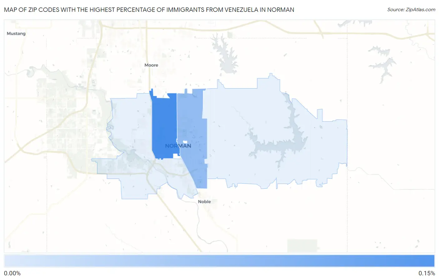 Zip Codes with the Highest Percentage of Immigrants from Venezuela in Norman Map