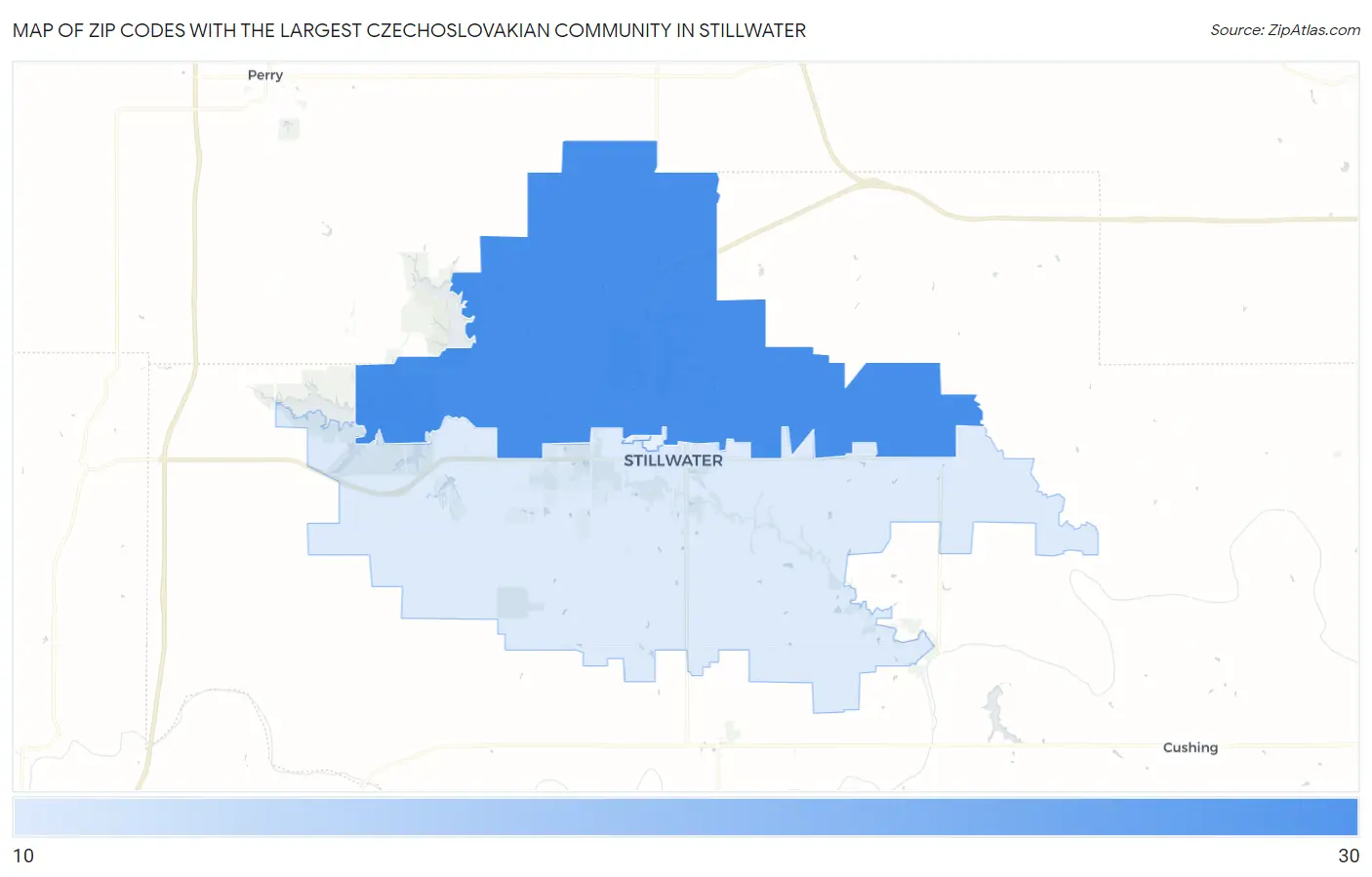Zip Codes with the Largest Czechoslovakian Community in Stillwater Map