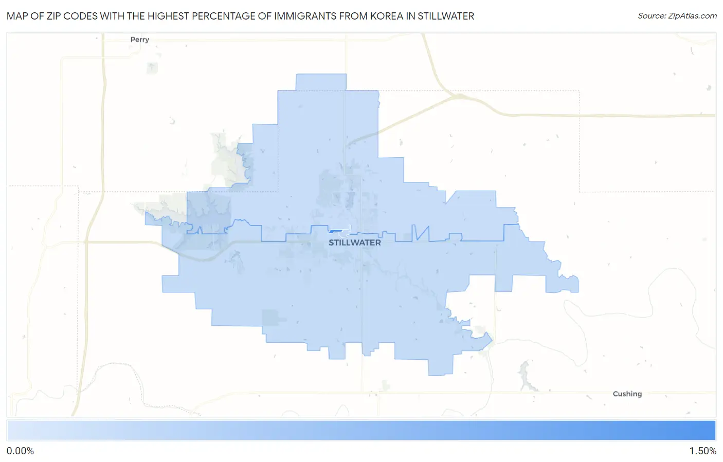 Zip Codes with the Highest Percentage of Immigrants from Korea in Stillwater Map