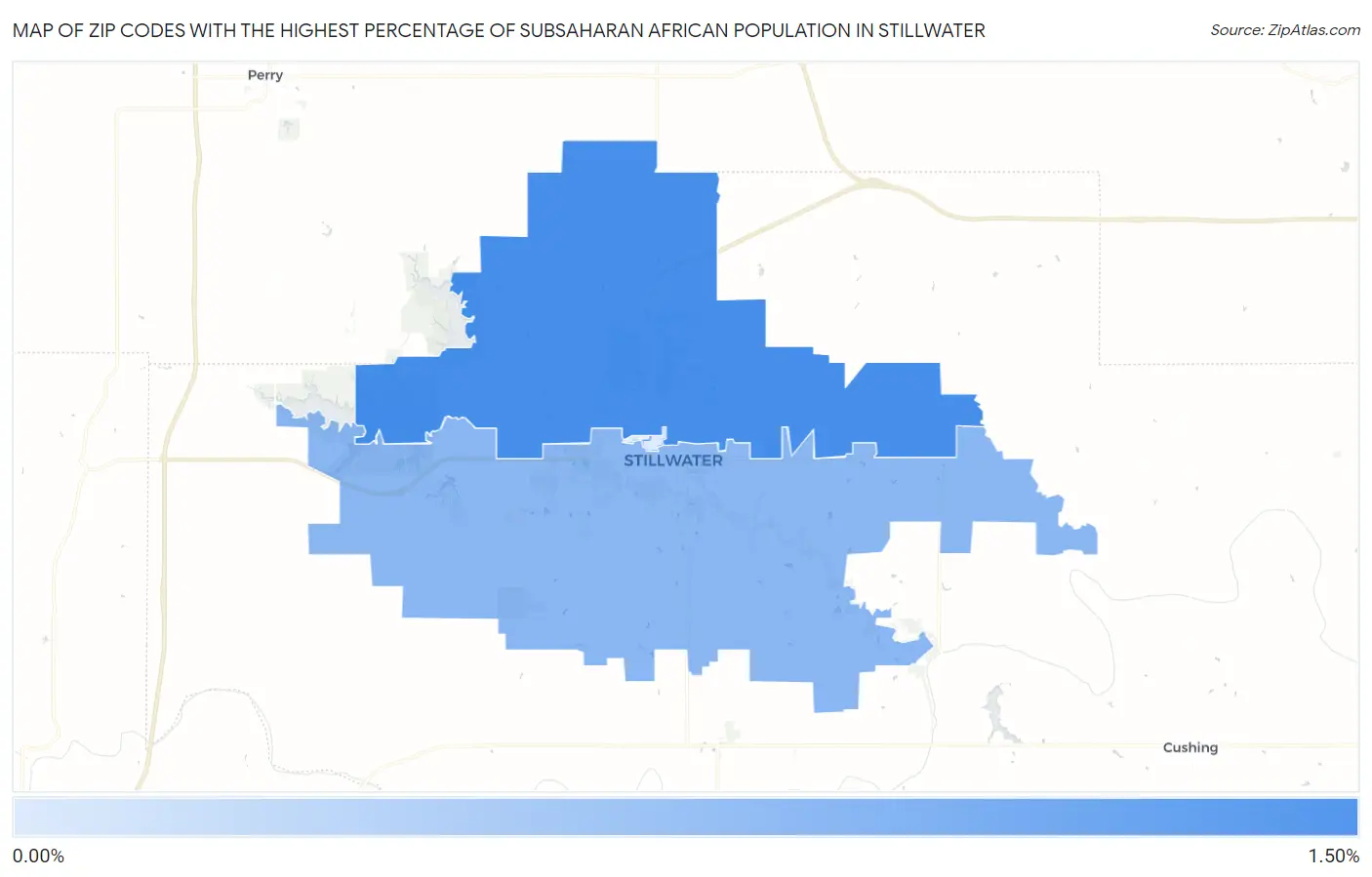 Zip Codes with the Highest Percentage of Subsaharan African Population in Stillwater Map
