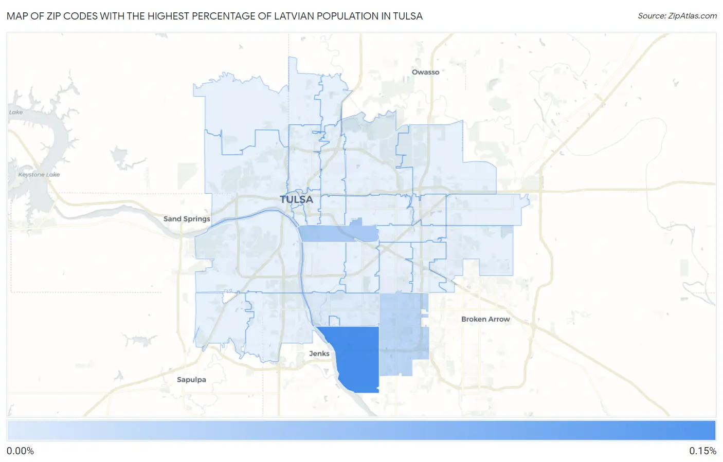 Zip Codes with the Highest Percentage of Latvian Population in Tulsa Map