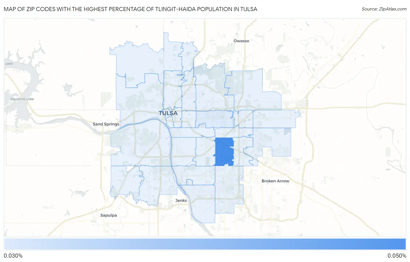 Zip Codes with the Highest Percentage of Tlingit-Haida Population in Tulsa Map