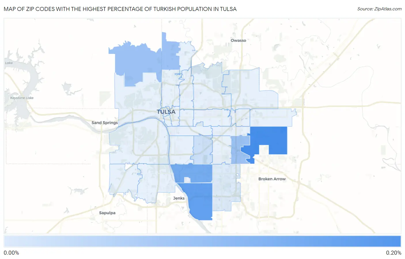 Zip Codes with the Highest Percentage of Turkish Population in Tulsa Map