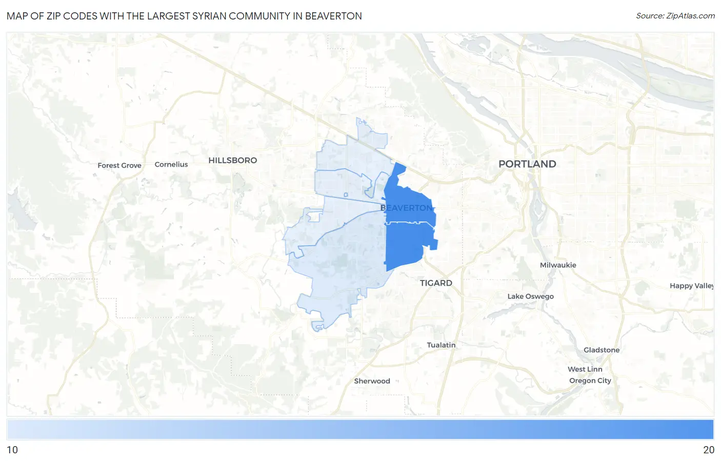 Zip Codes with the Largest Syrian Community in Beaverton Map
